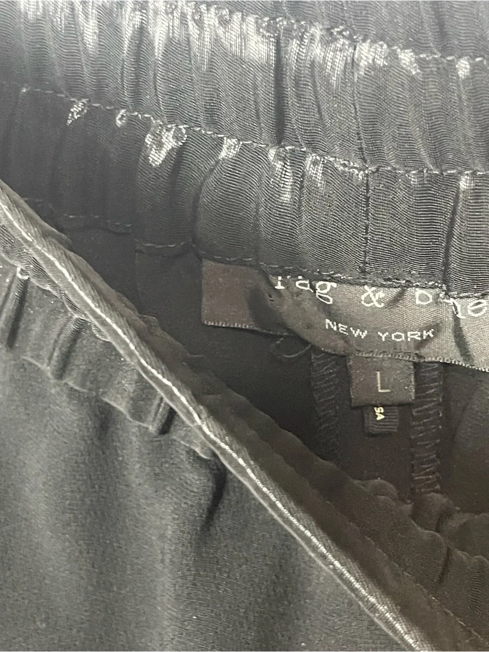Rag and bone Black Drawstring Pants with Satin Waistband large